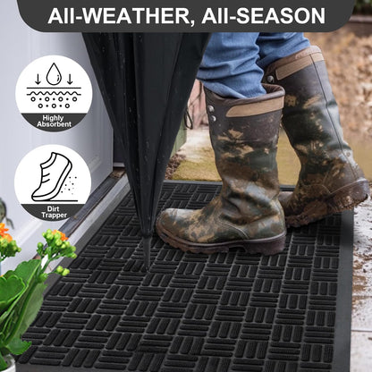 Mibao Front Door Mat, Heavy Duty Durable Welcome Mat for Outdoor Indoor, Dirt Trapper Waterproof Super Absorbent Door Mat for Entryway Outside Patio Porch, 29.5" x 17", Grey