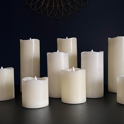 Stonebriar 3 Pack White Real Wax Assorted Size Flameless LED Pillar Candles with Remote and Timer
