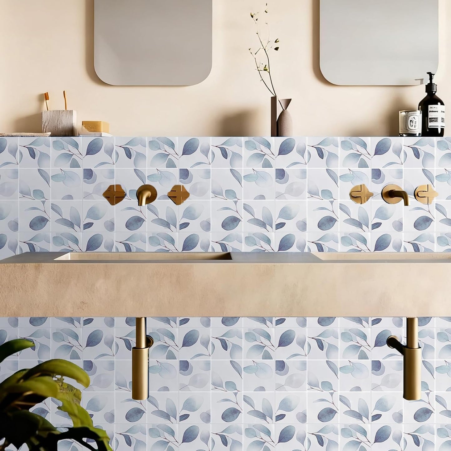 Peel & Stick Tile Stickers Waterproof Self-Adhesive Backsplash Stickers for Kitchen Bathroom Decor 10 Pack 11.8''x11.8'' (Light Green)
