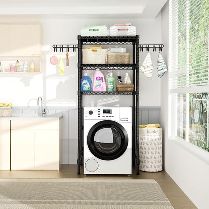 Ulif U8 Mini Laundry Room Storage Organizer, Over the Washer and Dryer Storage Shelves for Laundry Organization, 29.5”W x 17.3”D x 76.2”H, Suit Washing Machine Width within 27.1”, Hold 304 lb, Black