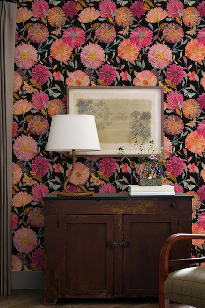 Simon&Siff Floral Wallpaper Peel and Stick Boho Contact Paper Removable Self Adhesive Waterproof Wall Paper for Cabinets Bedroom Decorative 17.3" x 120"