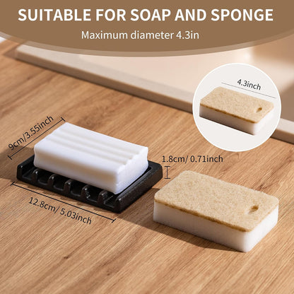 Tanew Self Draining Premium Ceramic Soap Dish, Bar Waterfall Soap Dish, Shower Soap Holder Sponge Holder Soap Tray Savers for Bathroom, Shower, Kitchen, Sink and Countertop