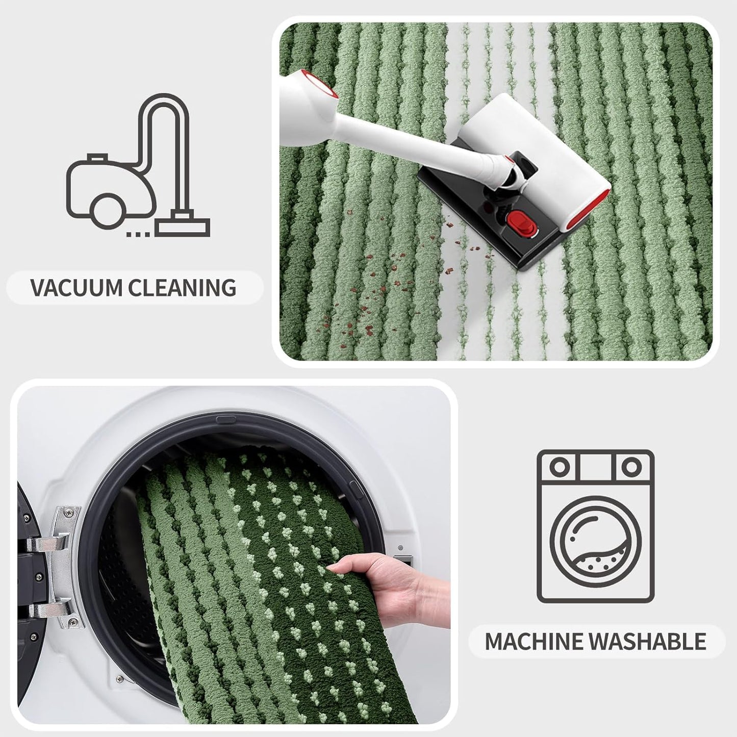 Kitinjoy Indoor Outdoor Door Mat, 32x20 Non-Slip Absorbent Dirt Trapper, Low-Profile Washable Inside Entrance Front Floor Mat, Sturdy Soft Entry Doormats for Entryway, Grey