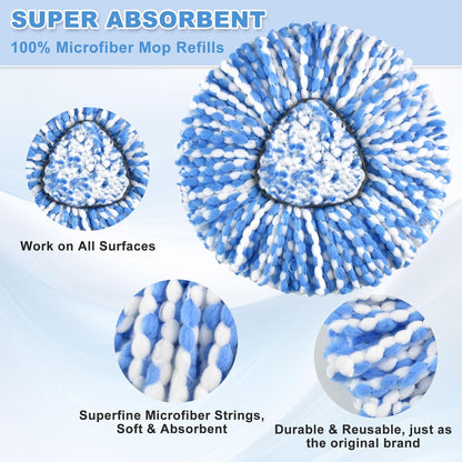 Mop Heads Replacements,Mop Handle,Scrub Brush,Base for Ocedar Rinseclean 2 Tank,Include 2 Microfiber Mops Replace Head,30-58" Adjustable Mop Stick,1 Scrubber Head,1 Spin Base,Bucket not Included