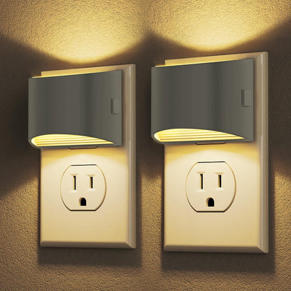 DORESshop LED Night Light[2 Pack], Night Lights Plug into Wall, 3 Level Brightness Adjustable Plug in Night Light, Dusk to Dawn Sensor, Nightlights for Adults, Bedroom, Bathroom, Hallway, 3000K