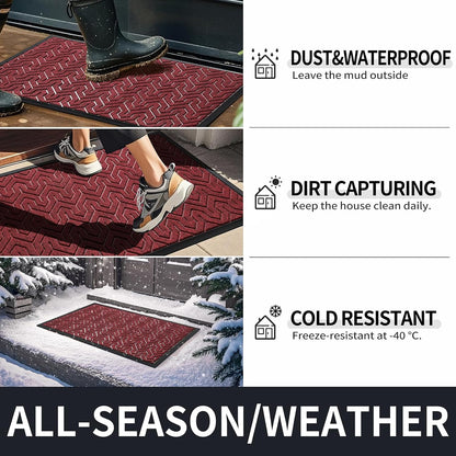 Yimobra Front Door Mat Outside Entrance 29.5x17, Waterproof Heavy Duty Outdoor Mats for Front Door, Non Slip Rubber Entry Mat for Garage Patio Indoor, Grey