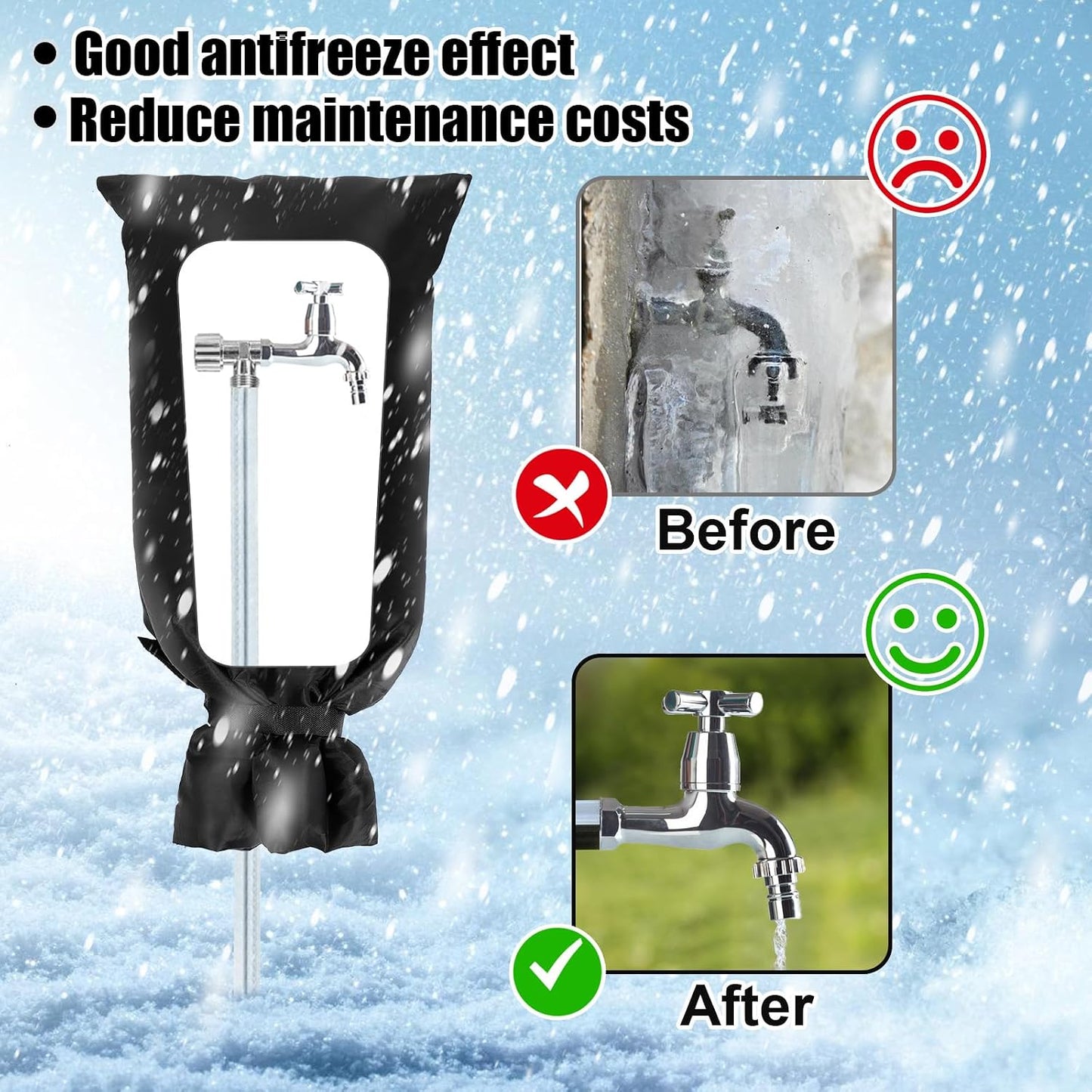 28'' x 15'' Large Faucet Cover for Winter, Outdoor Hydrant Covers Freeze Protection, Waterproof Faucet Sock for Spigot Garden Lawn Yard Farm Bibb Pipe