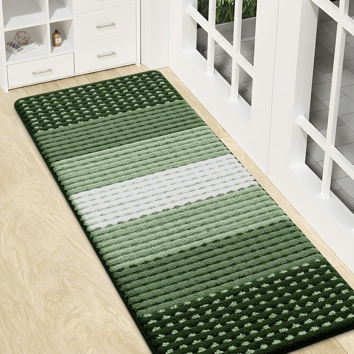 Kitinjoy Indoor Outdoor Door Mat, 32x20 Non-Slip Absorbent Dirt Trapper, Low-Profile Washable Inside Entrance Front Floor Mat, Sturdy Soft Entry Doormats for Entryway, Grey
