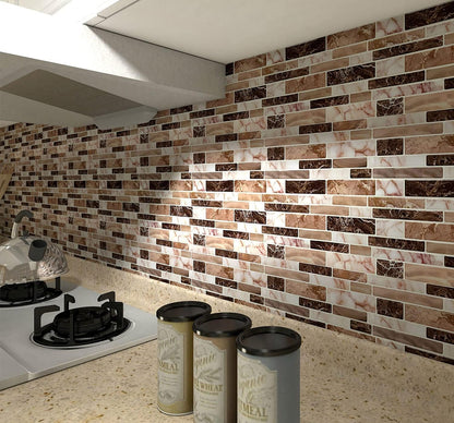 LONGKING Marble Peel and Stick Backsplash for Kitchen, 3D Adhesive Tile Backsplash for Kitchen, Bathroom, Wall Tile, 10 Sheets, 12" x 12"