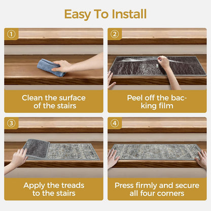 sarben Non Slip Stair Treads for Wooden Steps 15PCS - 8"x30" Indoor Safety Carpet, Edging Mats with TPE Adhesive Backing, Pet and Elderly Friendly Stair Rugs (Taupe) - Colors A