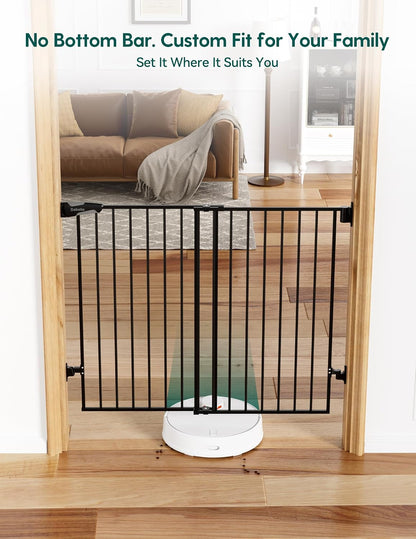 Babelio Baby Gate for Stairs, Kitchen & Doorways, No Bottom Bar| One-Handed Operation| Auto-Close| Hardware Mount (Drill Needed) Safety Dog/Pet Gate (Black - B17, 26-43" W, 28" H)