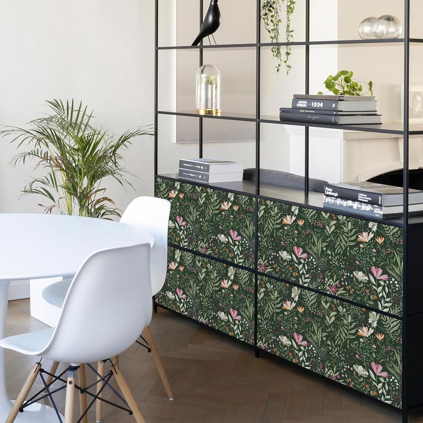 Fititem Floral Peel and Stick Wallpaper Boho Floral Contact Paper Modern Flower Removable Self Adhesive Waterproof Wallpaper for Bathroom Bedroom Fun Wildflower Contact Paper Cabinets 17.3inW 78.7inL