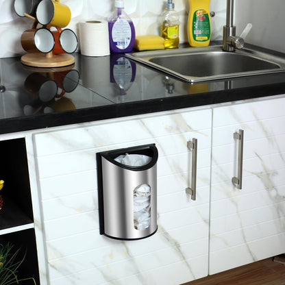 Utopia Kitchen Wall-Mounted Stainless Steel Grocery Bag Holder & Dispenser, Space-Saving Plastic Bag Holder for Kitchen, Pantry or Cabinet, Reusable Plastic Bag Organizer, Silver