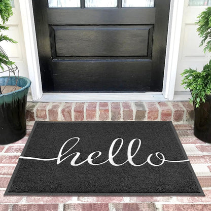 EARTHALL Door Mat Outside Inside Home Doormat, 30"x17.5", Durable Floor Mat Non Slip Mat Ultra Absorb Mud Easy Clean Front Doormat for Garage, Entryway, Patio, High Traffic Areas, Black