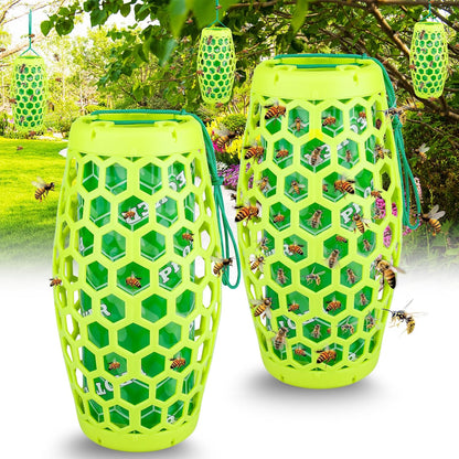 Wasp Trap Bee Catcher - Outdoor Hanging Carpenter Bee Traps with 4 Sticky Boards, Non-Toxic Reusable Hornet & Yellow Jacket Trap, 2 Pack (Orange)