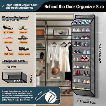 Kotkn 35 Compartment Over The Door Storage - Breathable Mesh Hanging Organizer with Large Pockets, Space Saving Design for Men & Women's Footwear, Closet, Bedroom （White）