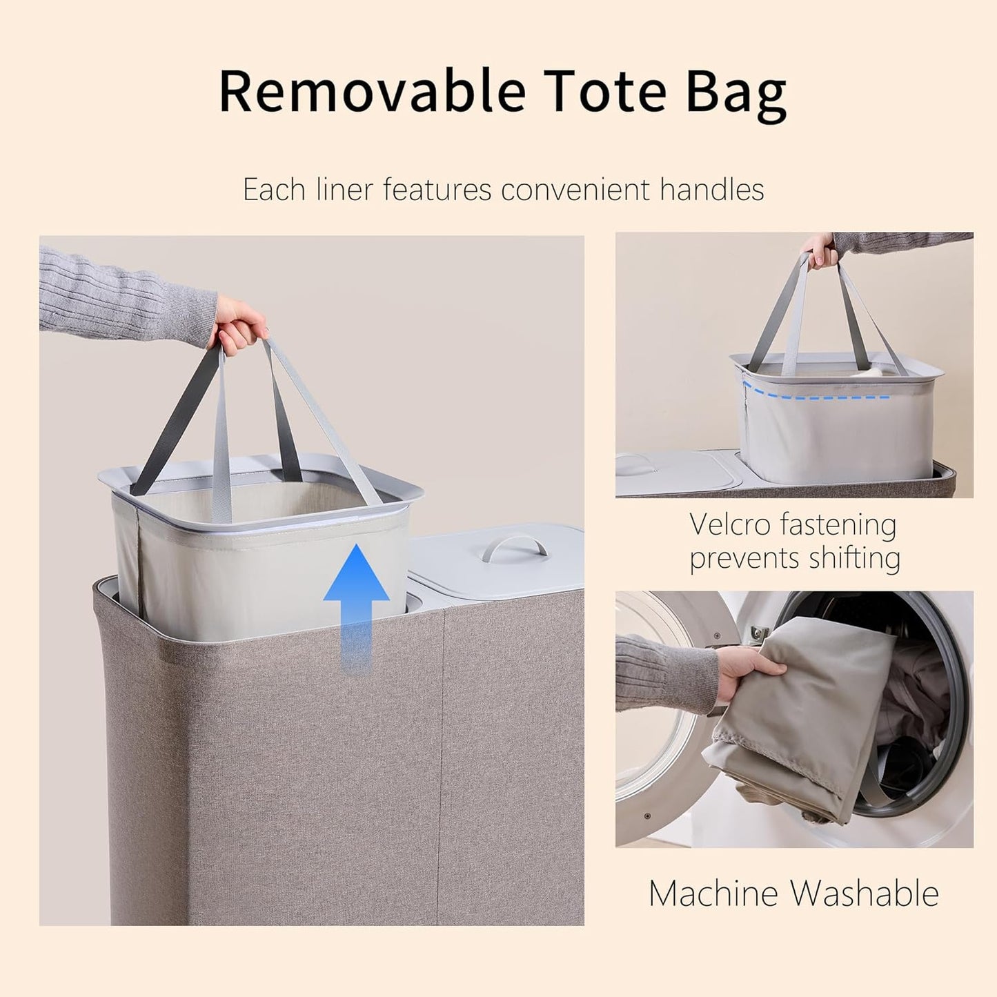 150L Laundry Hamper with Lid, 2 Compartment Sorter for Bedroom | Dual Basket for Dirty Clothes, Removable Bags, Sturdy for Laundry Room