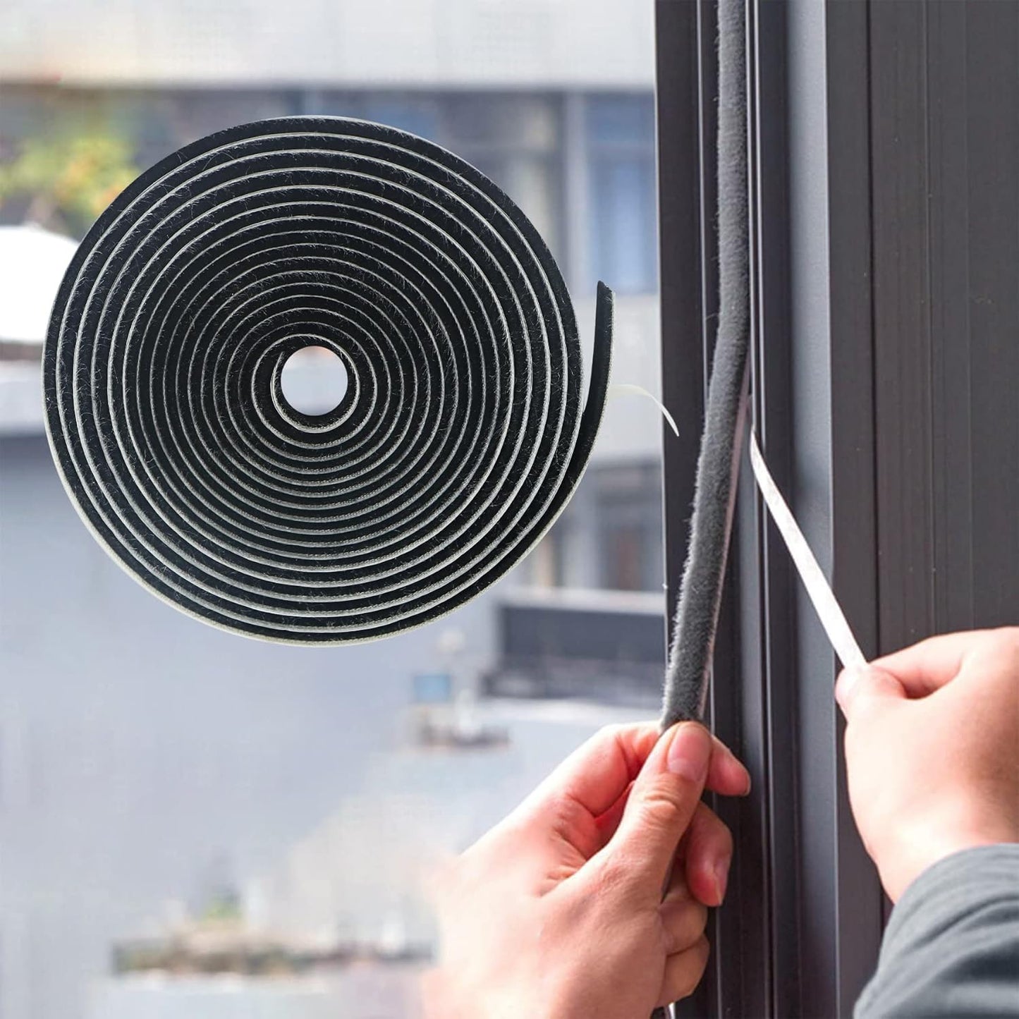 Bruiefpap 39.4FT Weather Stripping for Doors and Windows, Self-Adhesive Soundproofing Door Seal, Door Insulation for Sliding, Exterior, Frames and Front, 0.35'' Wide x 0.35'' Thick, Grey