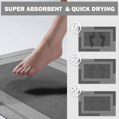 YDKGL Non Slip Bath Mat, Rubber Backing Ultra Thin Bathroom Rugs Fit Under Door Quick Dry Super Absorbent Washable Bath Rug Shower Mat for Bathroom Floor Bathtub Shower Sink, Easy Care Blue 16"x 24"