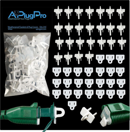 (Set of 10, White0 The Original Weatherproof Gaskets & Plug Covers - Made in USA, Outdoor Waterproof GFCI Protectors, Christmas Light Installation, Extension Cords, Stop GFCIs from Tripping