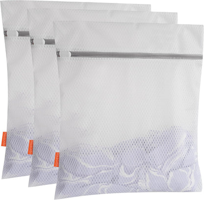 Polecasa Diamond Mesh Laundry Bags 3 Pack (16x20”, Large) | Durable Zipper, For Delicates, Lingerie, Bras, Underwear, Protect Garments in Washing Machine