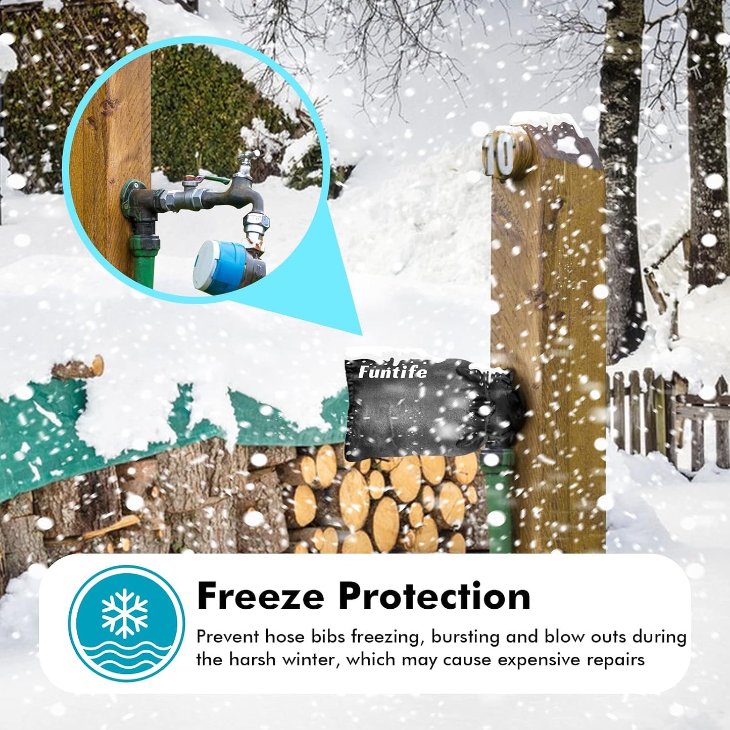 Outdoor Faucet Cover Socks for Winter Freeze Protection, Insulated Hose Spigot Covers for Outside Cold Weather Extra Large XL 2 PcsBLACK