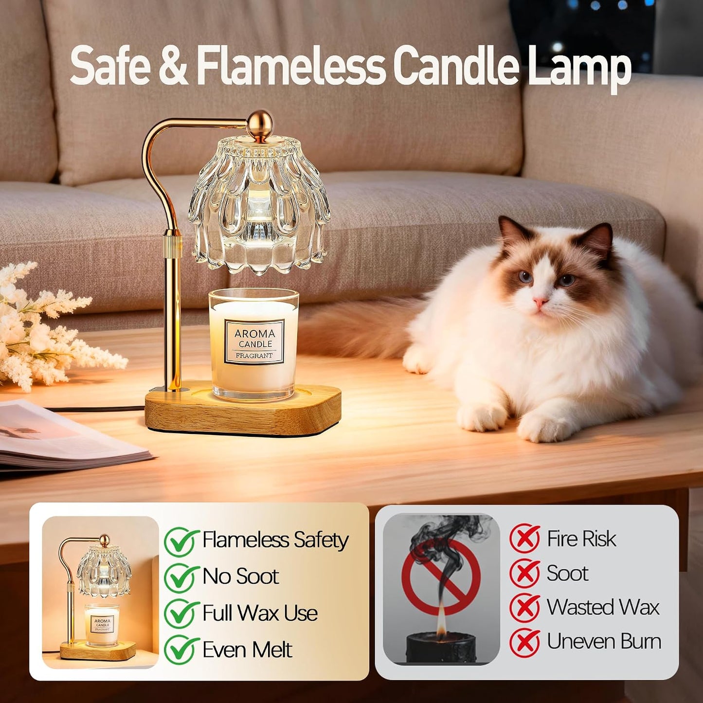 Candle Warmer Lamp with Timer Dimmer - Birthday Gift for Women Mom, Electric Wax Melter Warmer Adjustable Height for Jar Candles Housing Warming Home Decor
