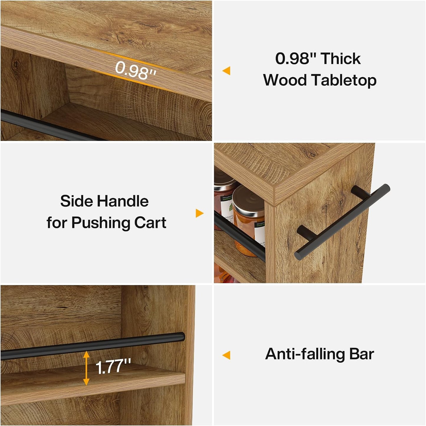Tribesigns Slim Storage Cart, Rolling Narrow Kitchen Cart on Wheels for Small Place, 4-Tier Slide Out Slim Utility Cart Skinny Laundry Cart with Handle for Kitchen, Bathroom, Laundry