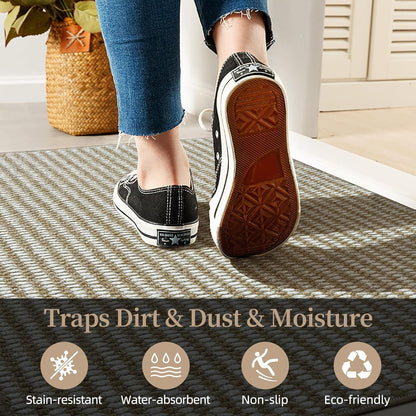 Indoor Door mat 17“ x 30”, Dirt Trapper Door Mat, Non-Slip Washable Entrance Mat, Dirt Resistant and Absorbent Welcome Mat,Low-Profile Doormat for Entryways, Front Doors, and Indoor Entrances, White