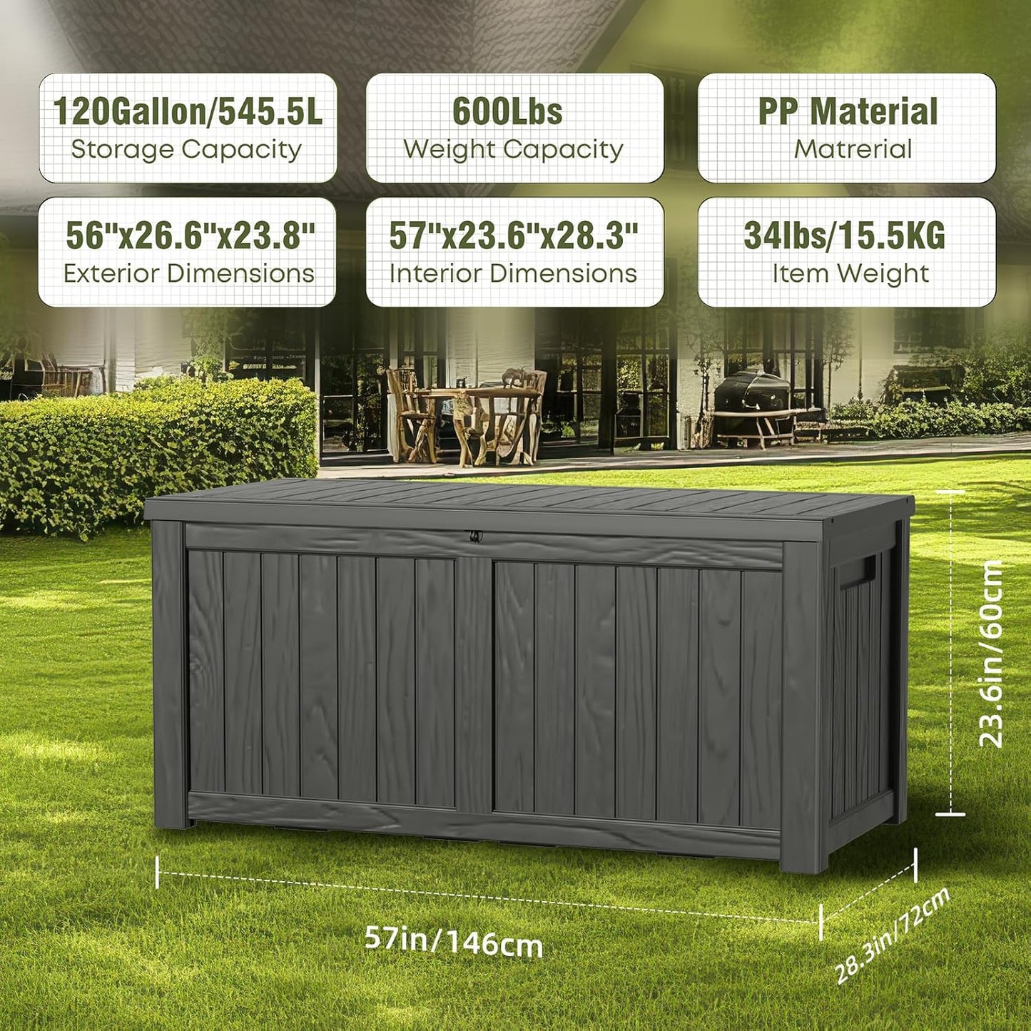 Package Delivery Box, Lockable Resin Outdoor Package, Waterproof Deck Box for Porches, Patios, Indoor & Outdoor Use (70 Gallon, Grey)