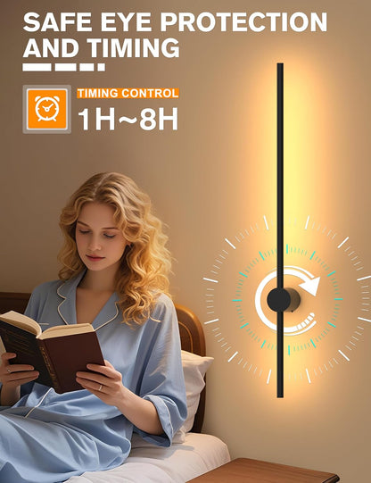 JOFIOS Battery Operated Wall Sconces Set of 2, 360°Rotation Wireless Rechargeable Wall Lights: Dimmable Detachable Wall Lamp with Remote Control, 3000K-6000K Infinite Dimming Wall Sconce 27.6 Inch
