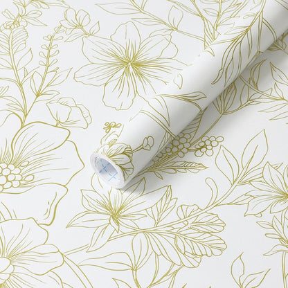 GloryTik Floral Peel and Stick Wallpaper, Removable Blue Floral Contact Paper, Self Adhesive Renter Friendly Wallpaper for Bedroom Living Room Bathroom (17.3" x 78.7")