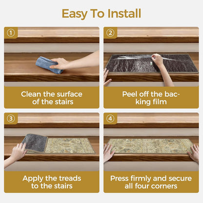 sarben Non Slip Stair Treads for Wooden Steps 15PCS - 8"x30" Indoor Safety Carpet, Edging Mats with TPE Adhesive Backing, Pet and Elderly Friendly Stair Rugs (Taupe) - Colors A