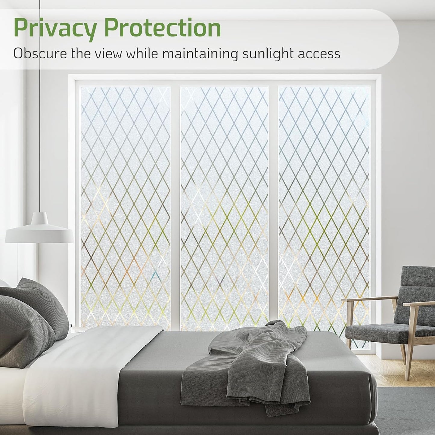 LUTE Window Privacy Film, Frosted Glass Window Film for Bathroom, Static Cling Removable Heat Control Glass Coverings, Non Adhesive Opaque Door Sticker for Home Office (Pure, 17.5" x 78.7")