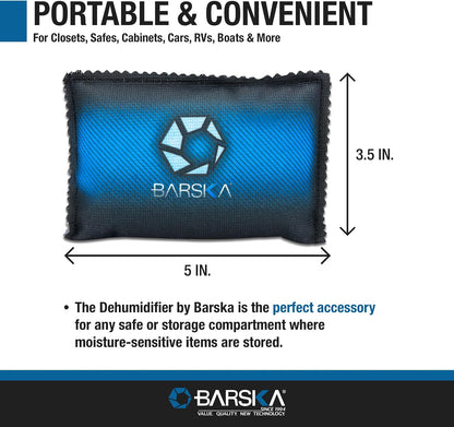 BARSKA Rechargeable Desiccant Dehumidifier - Safe Moisture Absorber for Home Closets, Gun Safes, Basement, Garage, Cars - Microwaveable - Portable Blue Dehumidifying Solution