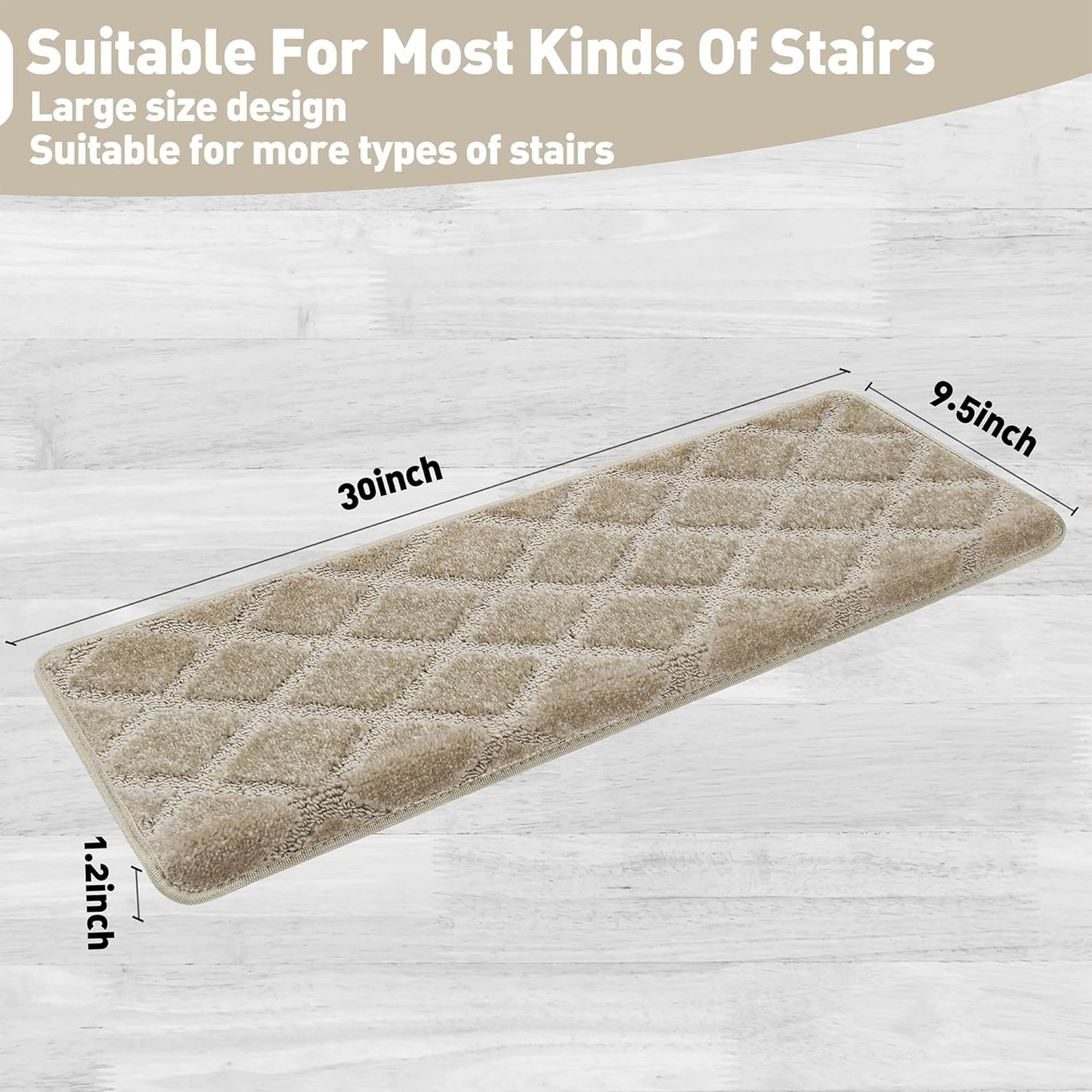 PURE ERA Carpet Stair Treads Tape Free Non Slip Indoor Stair Carpet Stair Protectors Pet-Friendly Non-Slip Skid Resistant Washable Reusable 8" x 30"(2 Pieces,Black)
