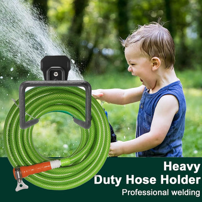 Metal Garden Hose Holder, Heavy Duty Wall Mount Hose Hanger for 150 FT | Rust-Resistant Wall Mount Hose Holder for Garden, Water & Expandable Hoses, Garage, Patio, Yard, Shed & Outdoor Storage