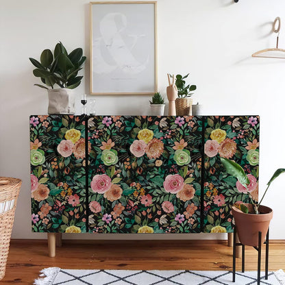 Simon&Siff Floral Peel and Stick Wallpaper, 17.3" x 120" Self Adhesive Wallpaper Boho Flower Kitchen Cabinets Furniture Decorative Renter Friendly Wall Paper