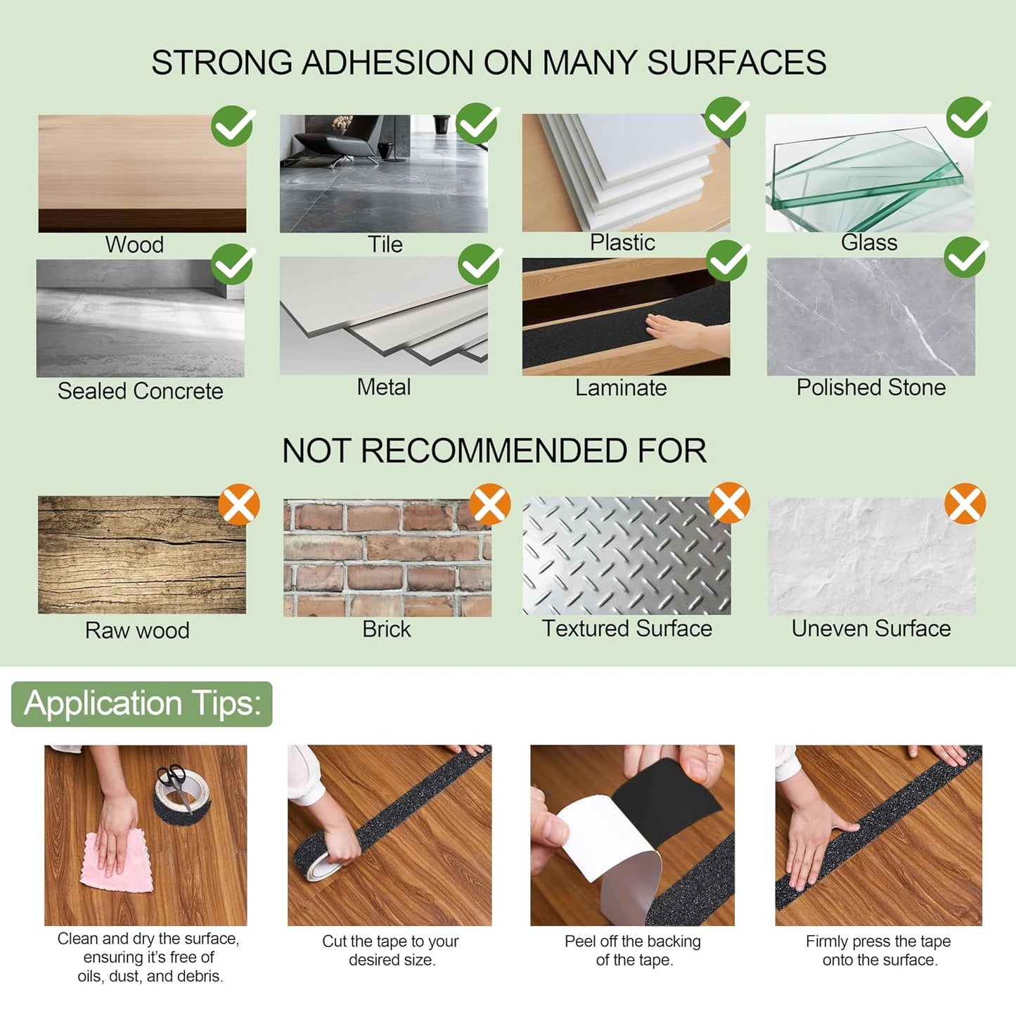 LLPT Grip Tape 2" x 16.5 Ft Ft Black Heavy Duty Anti Slip Tape | Waterproof, Deep Diamond Anti-Slip Texture, Strong Adhesion for House Stairs Ladders Bathroom Floor Steps Staircase Tread