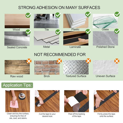 LLPT Grip Tape 2" x 16.5 Ft Ft Black Heavy Duty Anti Slip Tape | Waterproof, Deep Diamond Anti-Slip Texture, Strong Adhesion for House Stairs Ladders Bathroom Floor Steps Staircase Tread