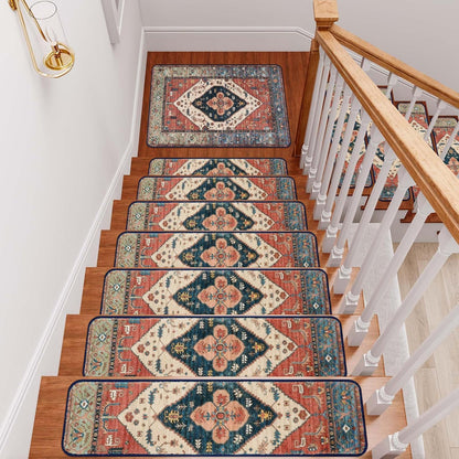 OJIA Stair Treads Non Slip for Wooden Steps Indoor 15PCS Carpet Stair Treads, Rubber Backing Stair Carpet Treads, Residue Free 8"x30" Staircase Step Treads Edging Stair Rugs for Kids & Pets, Gray