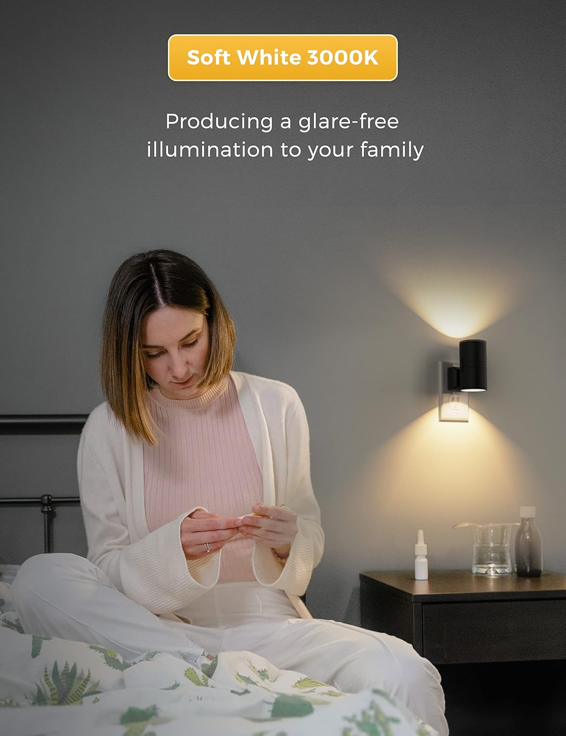L LOHAS LED Night Light Plug in, Night Lights Plug into Wall, Light Sensor, 0-100LM Soft White 3000K, Dimmable Night Light, Modern Nightlight for Kids Bathroom Hallway Bedroom Kitchen Stairway, 2 Pack
