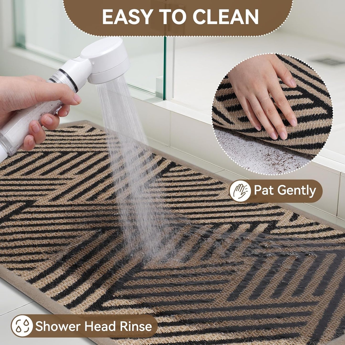 Door Mat Indoor Outside Entrance 17"x30", Low-Profile Non Slip Outdoor Inside Doormat Entryway Mat, Dirt Resistant Absorbent Front Porch Welcome Entry Mats, Washable Easy Clean, Brown