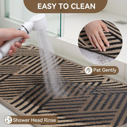 Door Mat Indoor Outside Entrance 17"x30", Low-Profile Non Slip Outdoor Inside Doormat Entryway Mat, Dirt Resistant Absorbent Front Porch Welcome Entry Mats, Washable Easy Clean, Brown