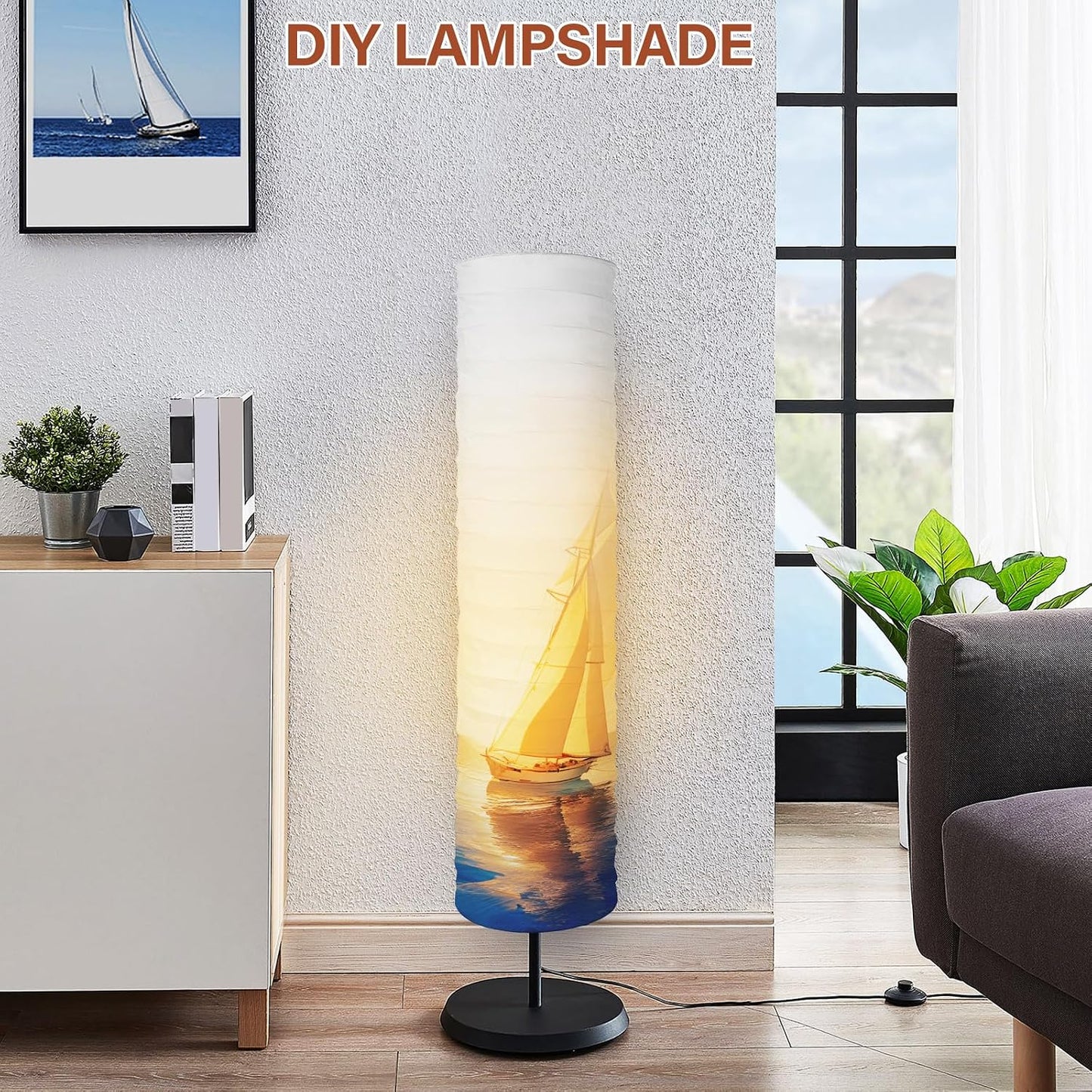 Paper Lamp Shade, Floor Lamp Shade, Rice Paper Lampshade, 37.4 X 8.66 in Floor Light Cover Replacement for Living Room Home Hotel Bedside Desk