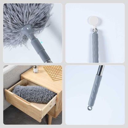 BOOMJOY Microfiber Feather Duster with 100 inches Extension Pole, Dusters for Cleaning High Ceiling, Fan, Blinds, Furniture