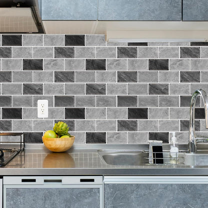 URCOLOR 10-Sheet Stick on Backsplash for Kitchen,12"x12" Peel and Stick Self Adhesive Wall Tiles Back Splashes for Bathroom Brown Marble Look