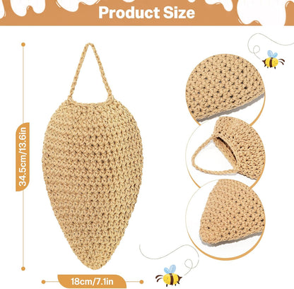 3 Pack Large Crochet Wasp Nest Decoy, Fake Wasp Nest Deterrent for Wasps Hornets, Wasp Traps Outdoor Hanging for Home and Garden