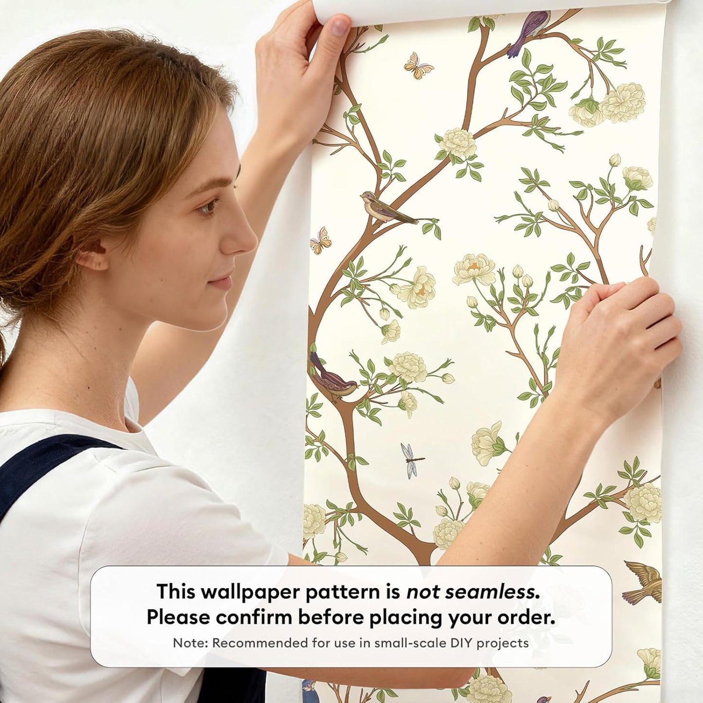 17"x118" Peel and Stick Wallpaper for Renter Friendly, Removable Wallpaper Peel and Stick, Self-Adhesive Textured Contact Paper for Walls, Cabinets, Countertops(Morning Song of Flowers)