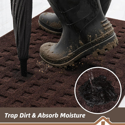 BEQHAUSE Dirt Trapper Door Mats 20"x32", Non-Slip Waffle Doormat Indoor Entrance Low-Profile, Dirt Resist and Absorbent Entryway Rugs Washable Inside Welcome Floor Mat for Front Back Door, Beige
